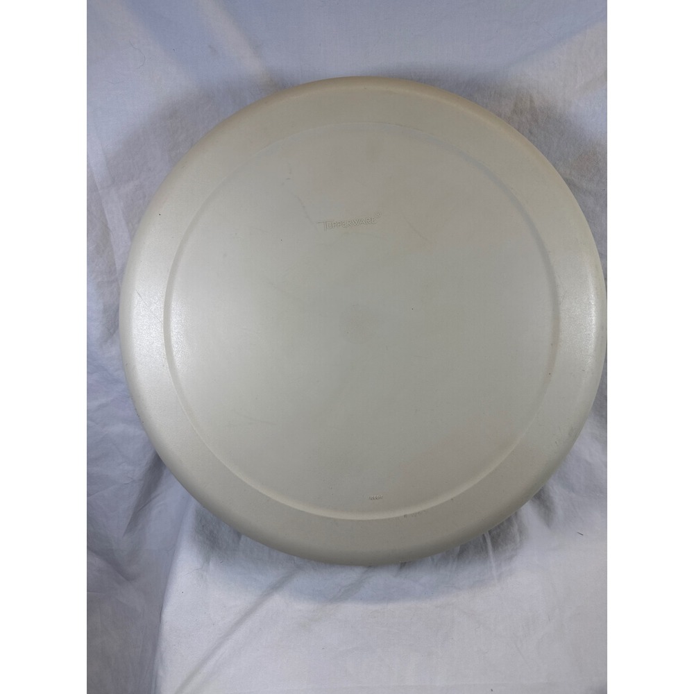Vintage Tupperware Serving Tray Almond Cream Divided Veggie Chip Dip Platter Lid